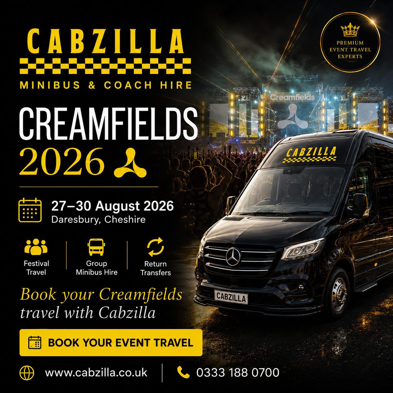 Cabzilla Creamfields transport advert