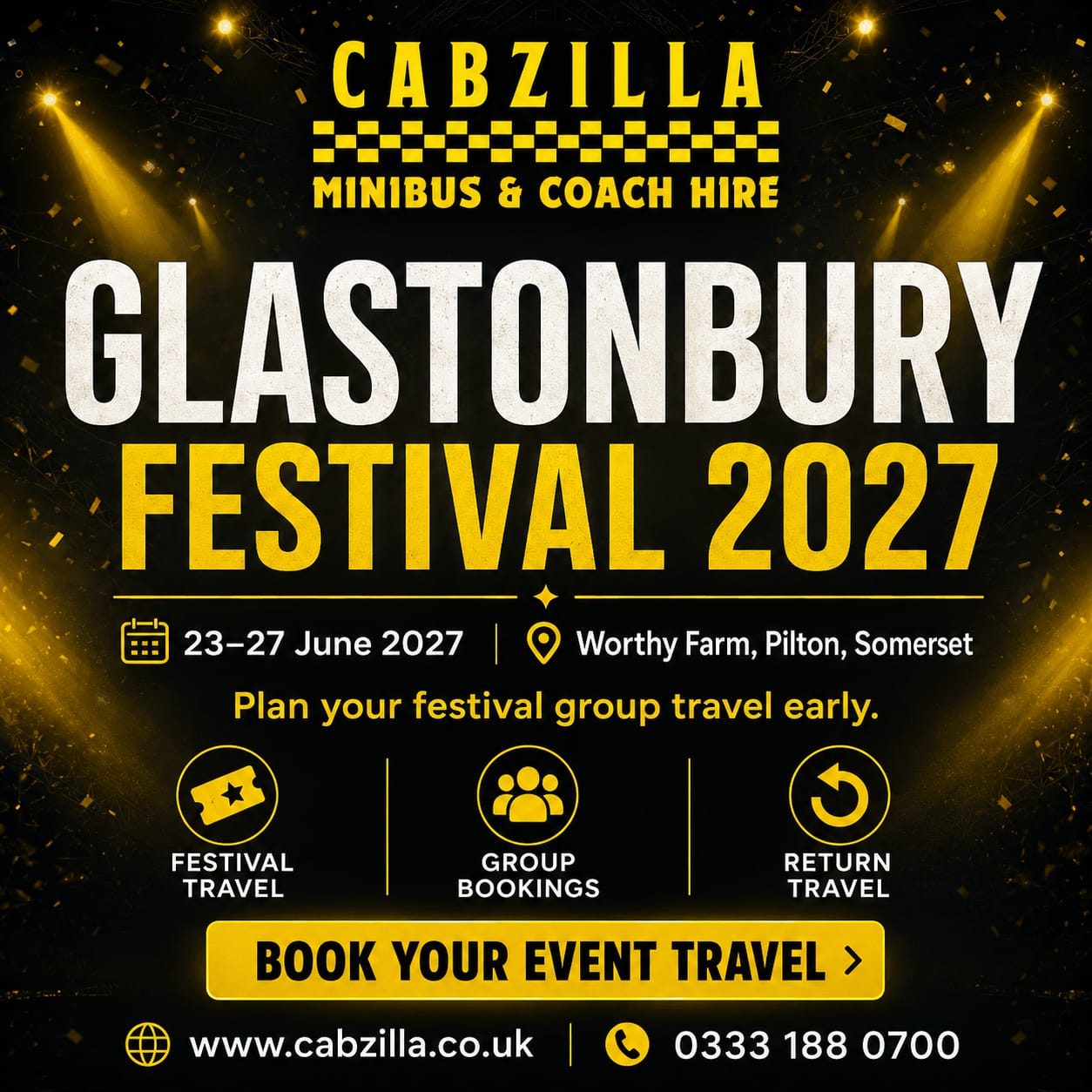 Cabzilla Glastonbury Festival transport advert